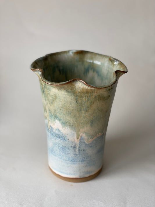 Large Frill Flower Vase - Eucalyptus Cream