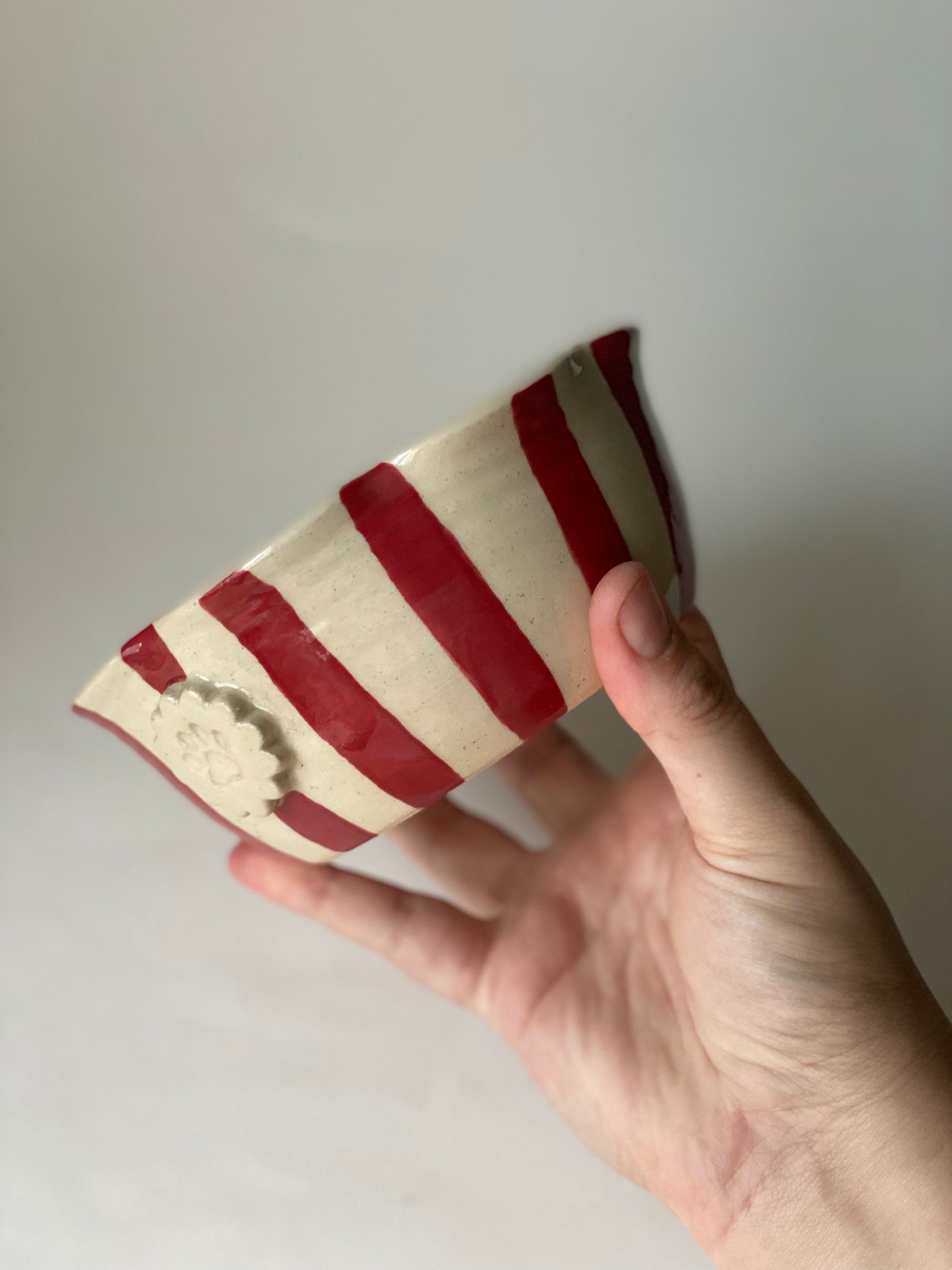 Ready Made - Red Frilly Stripey Pet Bowl (small)