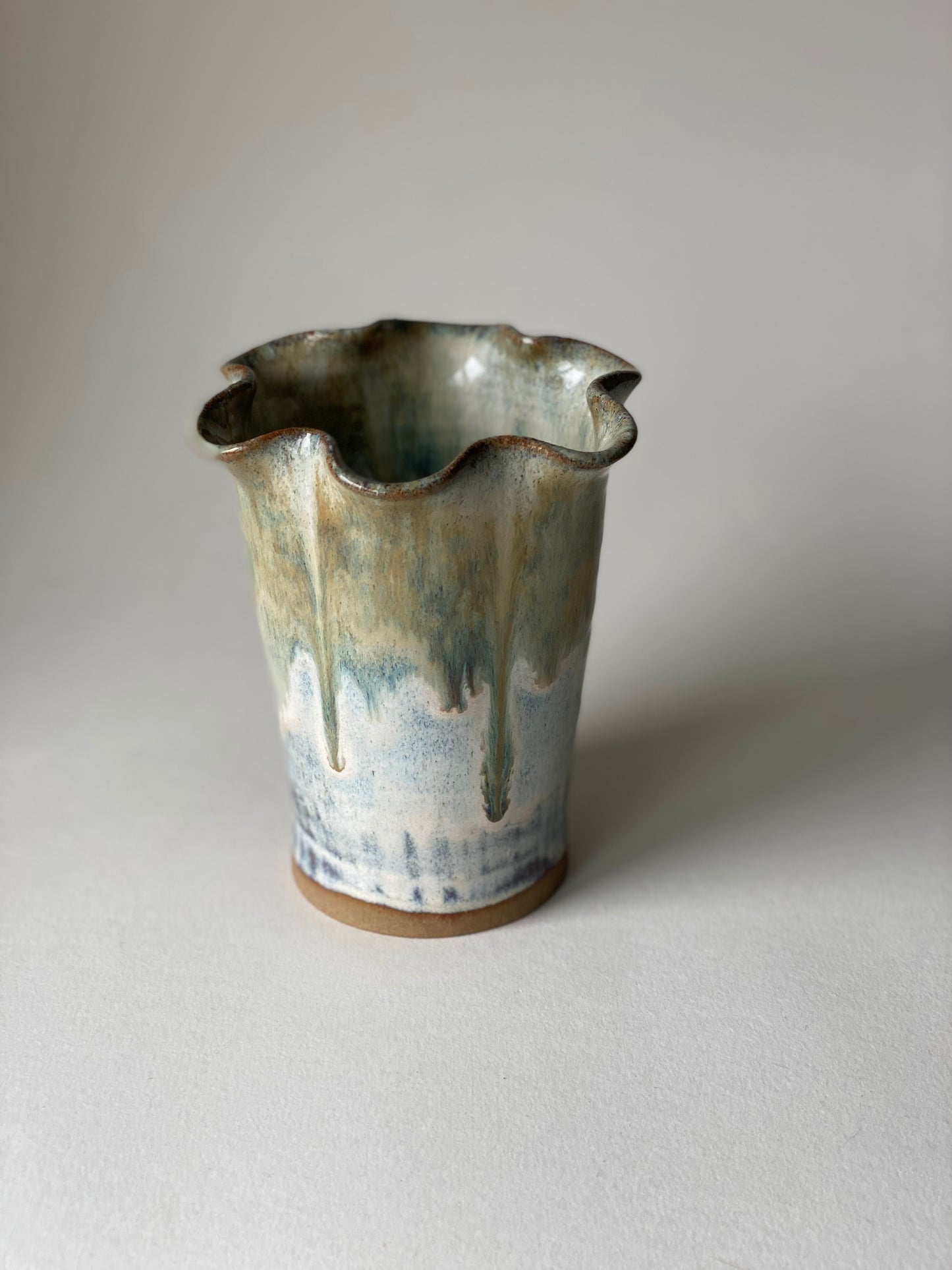 Small Frill Flower Vase - Eucalyptus Cream