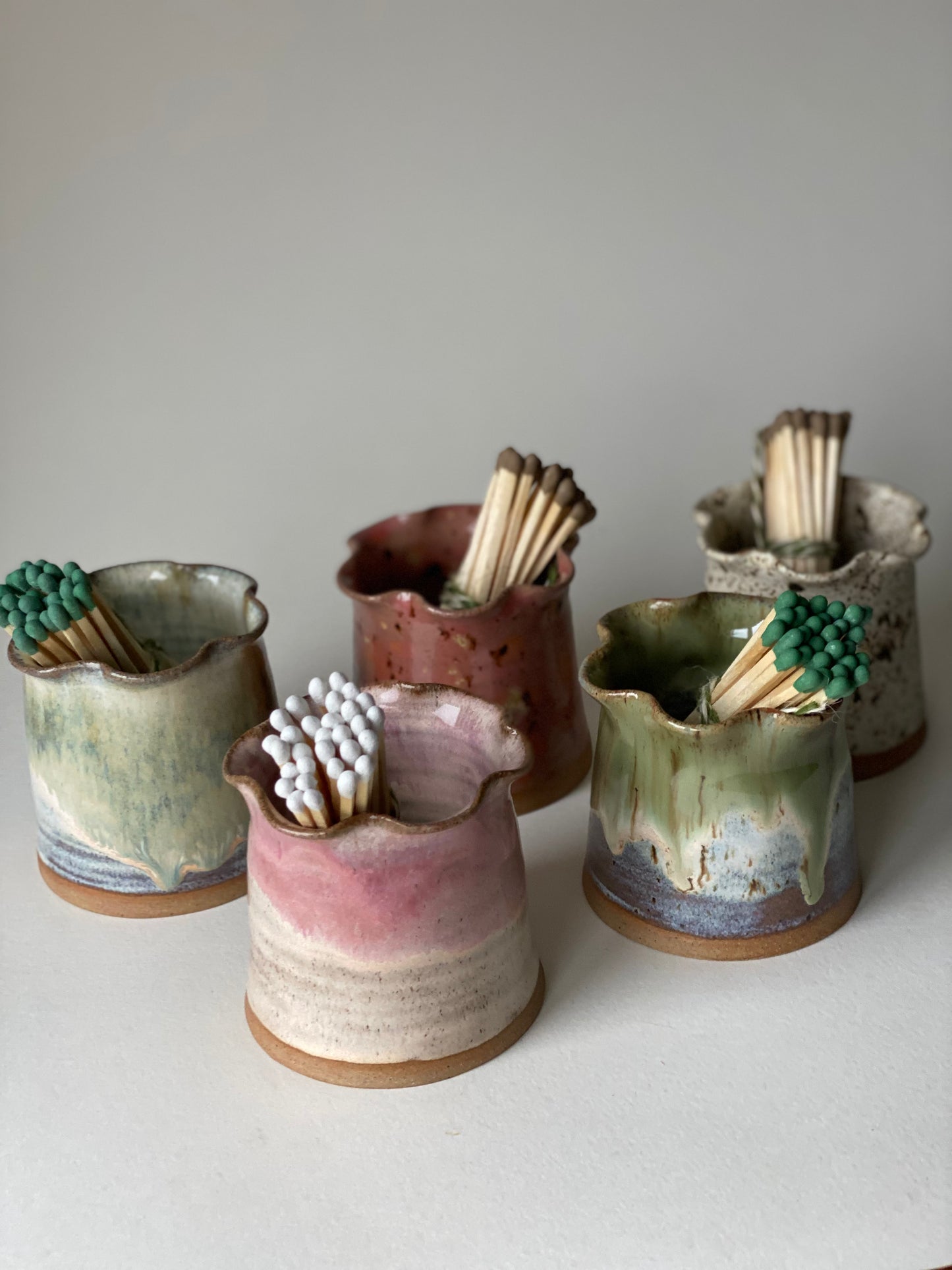 Frilly Matchstick Holder - Eucalyptus Cream