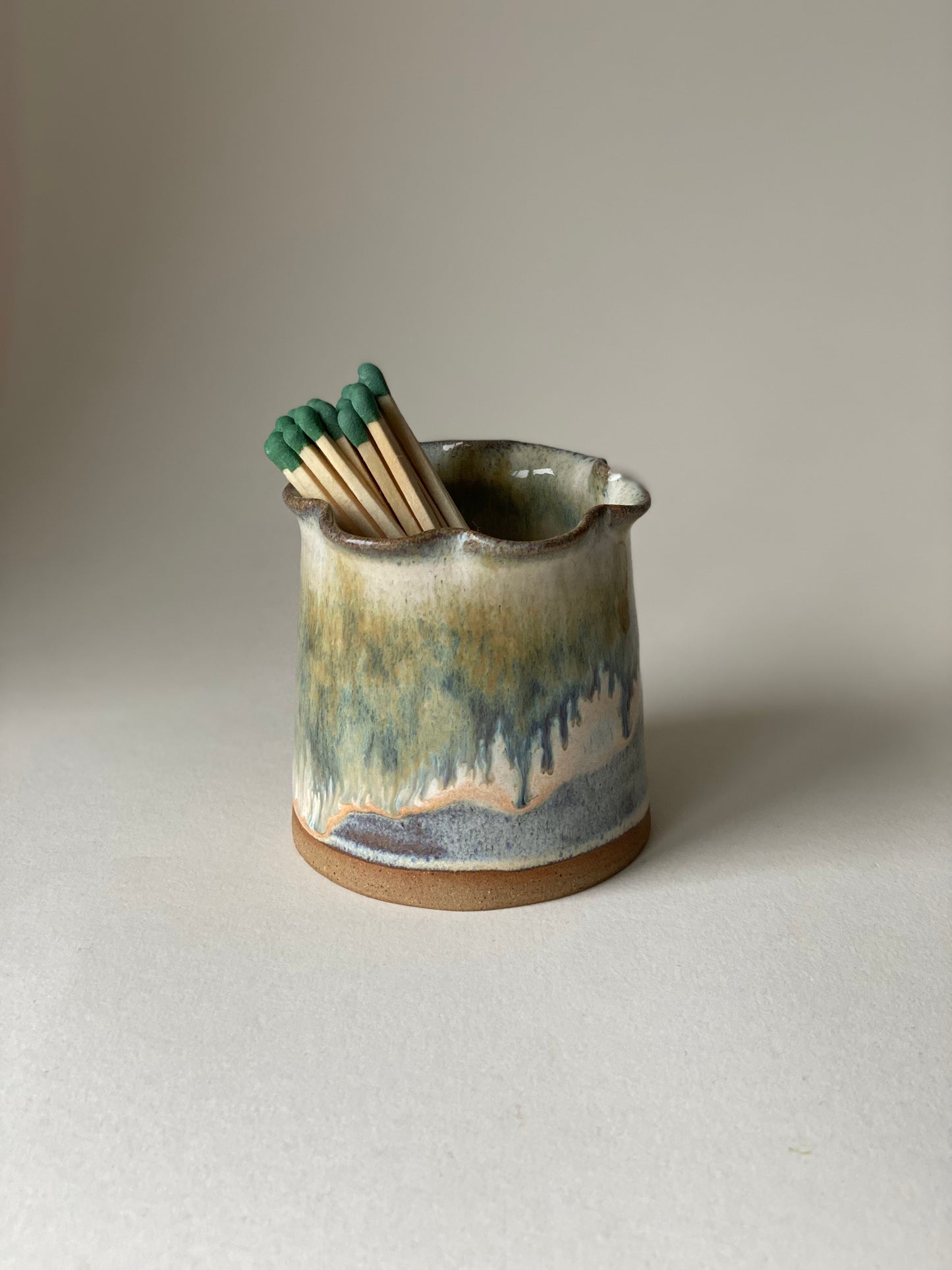 Frilly Matchstick Holder - Eucalyptus Cream