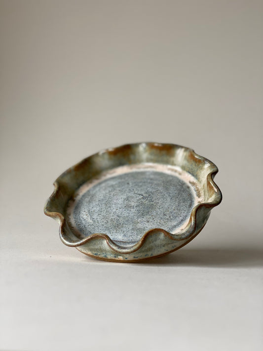 Frilly Trinket Plate  - Eucalyptus Cream