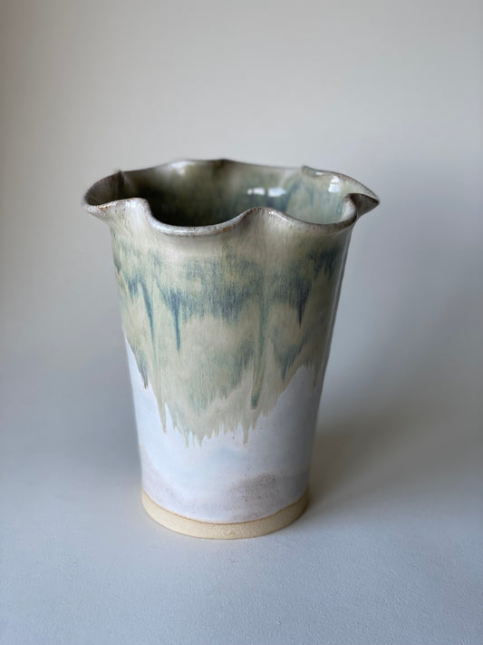 Large Frill Flower Vase - Eucalyptus Cream