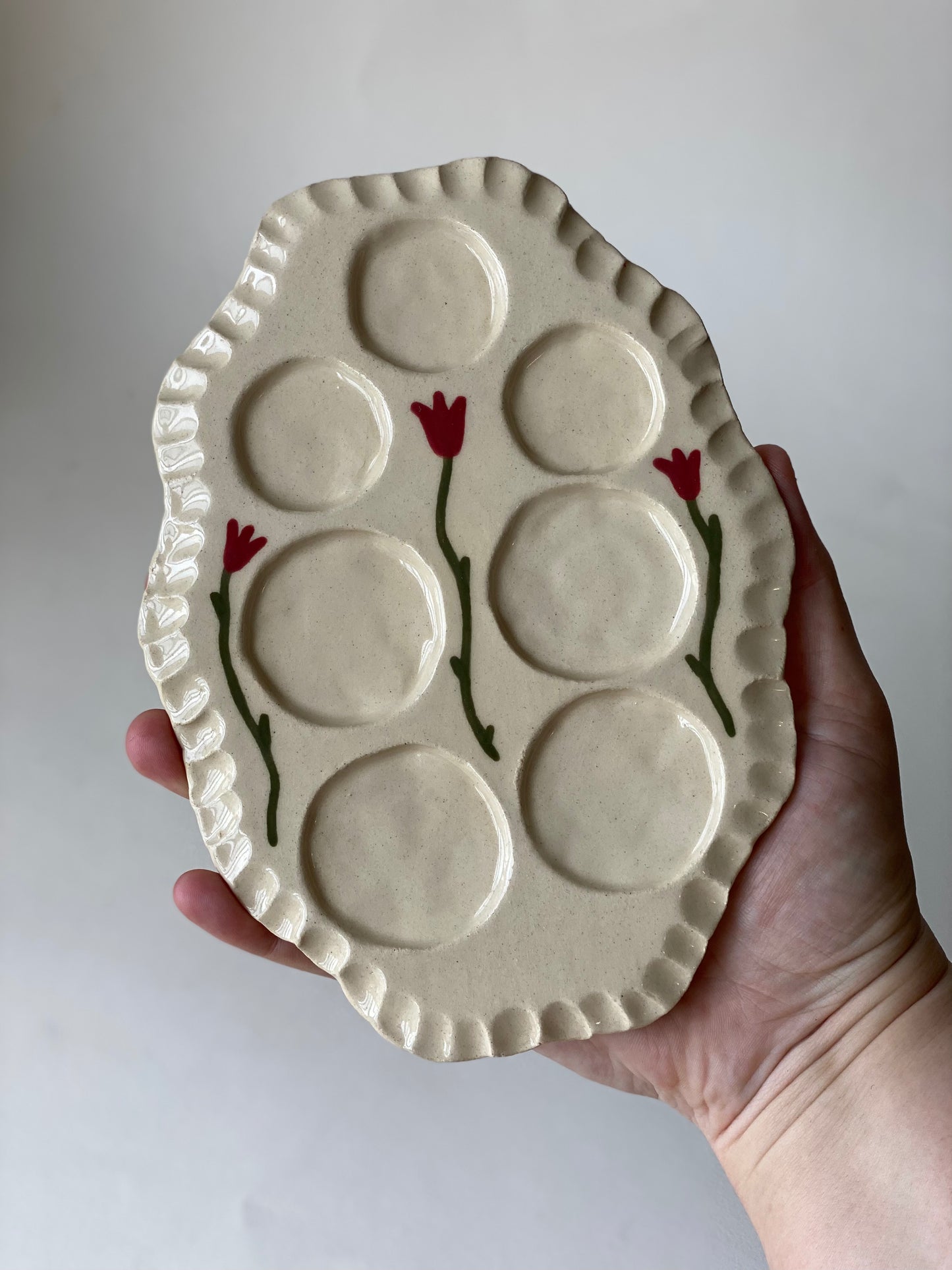 Red Tulip Paint Palette and Brush Rest Set