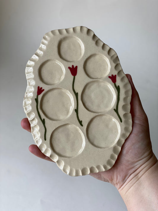 Red Tulip Paint Palette and Brush Rest Set