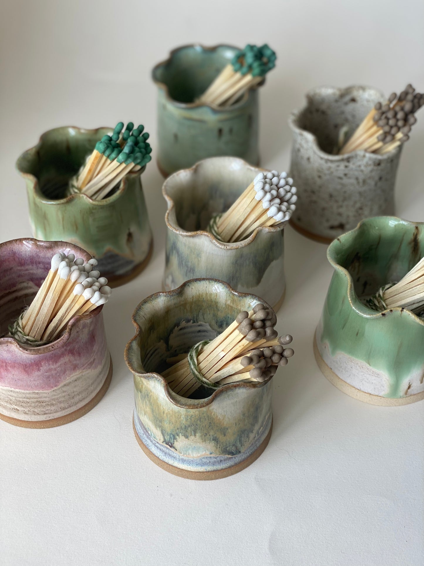 Frilly Matchstick Holder - Meadow Speckle